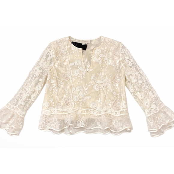 NWT Sachin & Babi Ivory Lace Recital Blouse Standard 6 - Picture 2 of 3